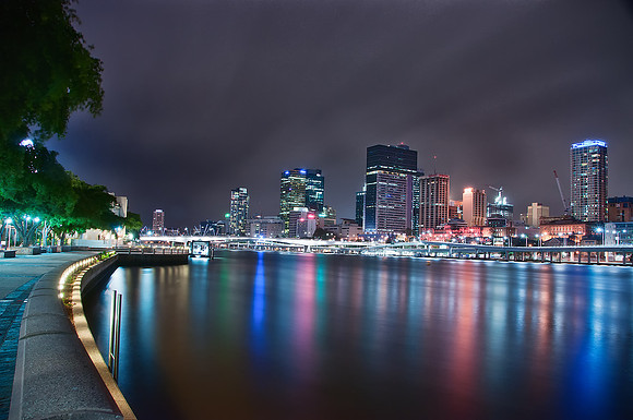 Brisbane City Lights Reflected